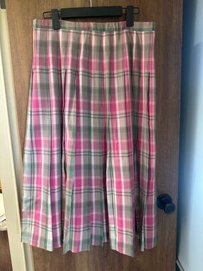Vintage Pendleton pink green Plaid pleated Skirt Size 16 waist 32 L 30